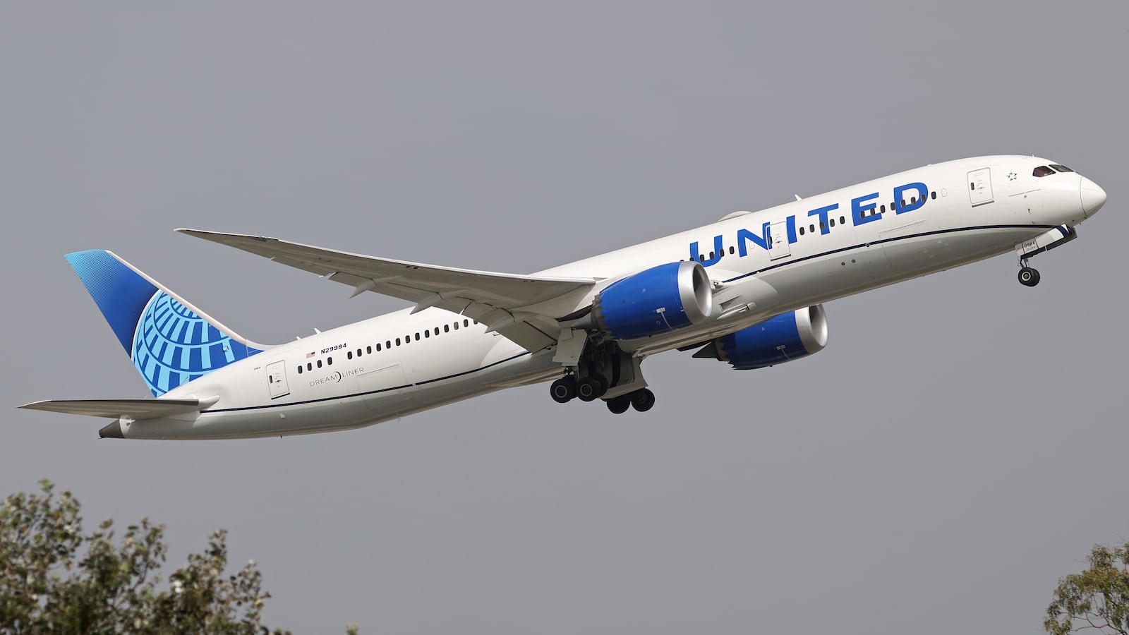A United Airlines Boeing 787-9 Dreamliner takes off from Barcelona-El Prat Airport in Barcelona, Spain, on August 27, 2025. (Photo by Joan Valls/Urbanandsport/NurPhoto via Getty Images)