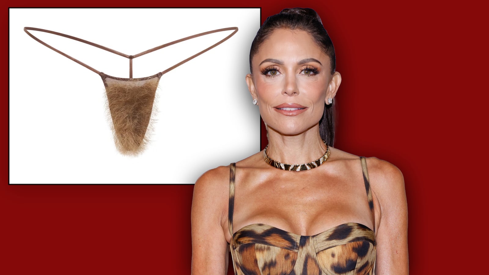 Bethenny Frankel with the Skims faux hair merkin thong