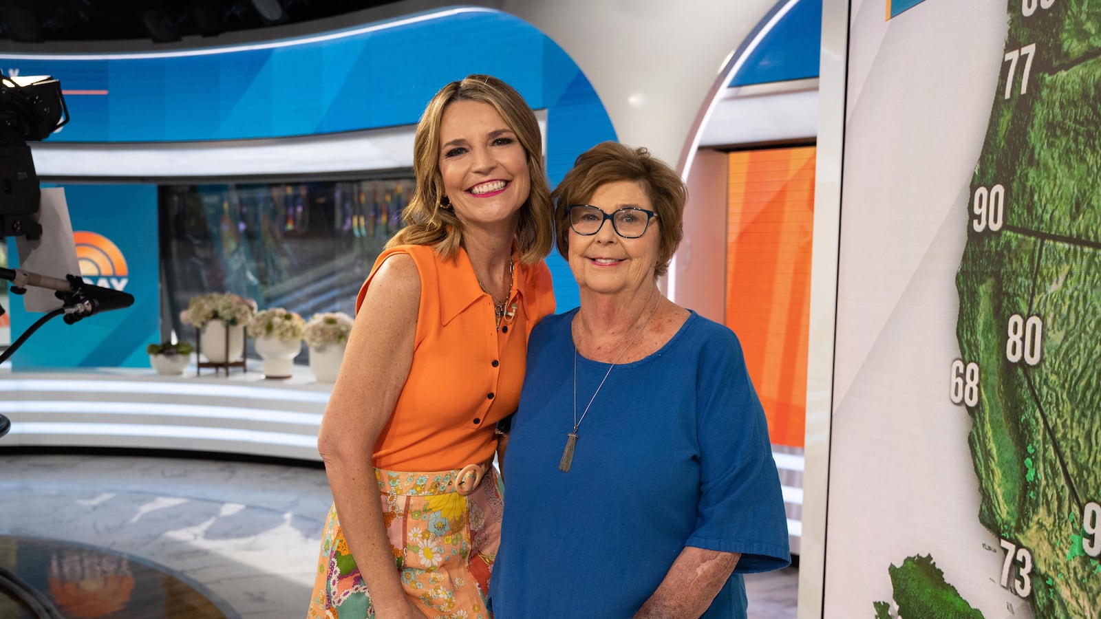 Savannah and Nancy Guthrie pose at the Today show studio in New York in 2023.