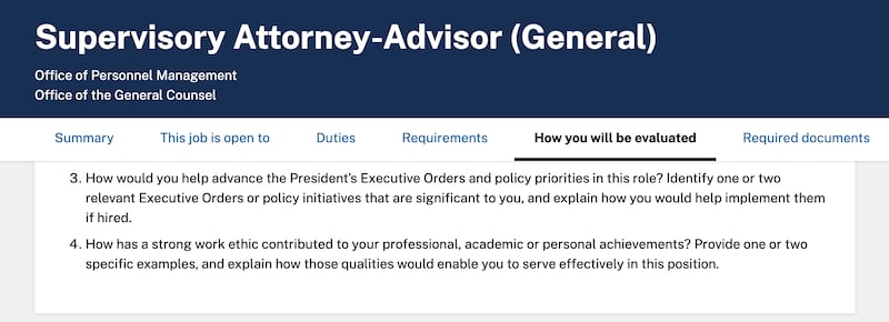 One of the job adverts features a loyalty question.