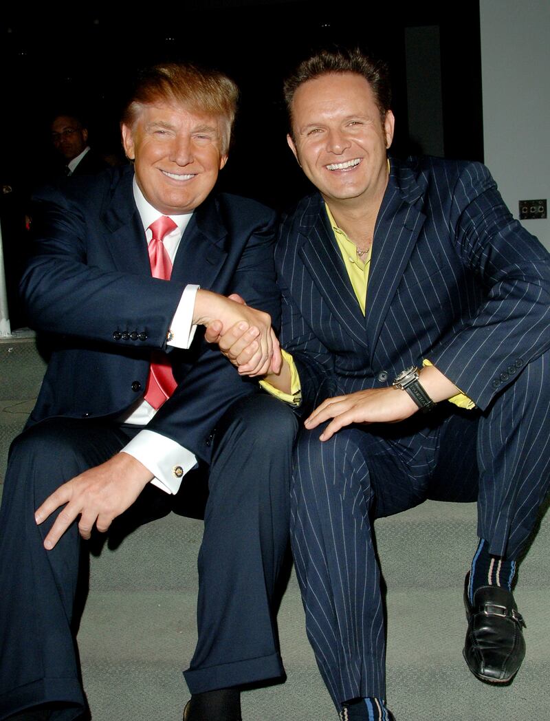 Donald Trump and Mark Burnett during "The Apprentice" Finale- Arrivals at California Mart in Los Angeles, California, United States. (Photo by Jon Kopaloff/FilmMagic)