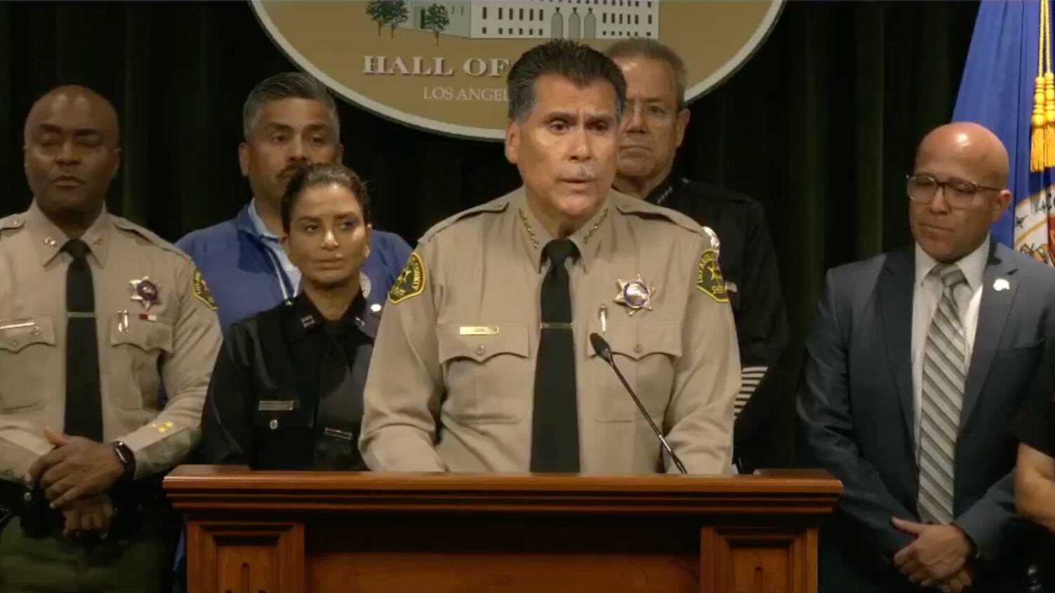 Los Angeles County Sheriff Luna during a press conference