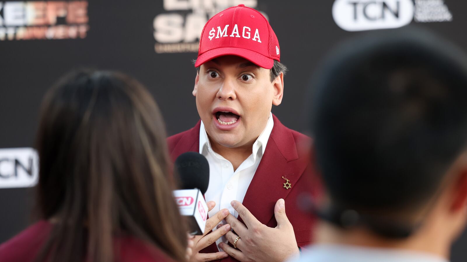 NEWPORT BEACH, CALIFORNIA - OCTOBER 08: George Santos attends the world premiere of James O'Keefe's debut film "Line In The Sand" at Regal Edwards Big Newport & RPX on October 08, 2024 in Newport Beach, California. (Photo by Phillip Faraone/Getty Images)