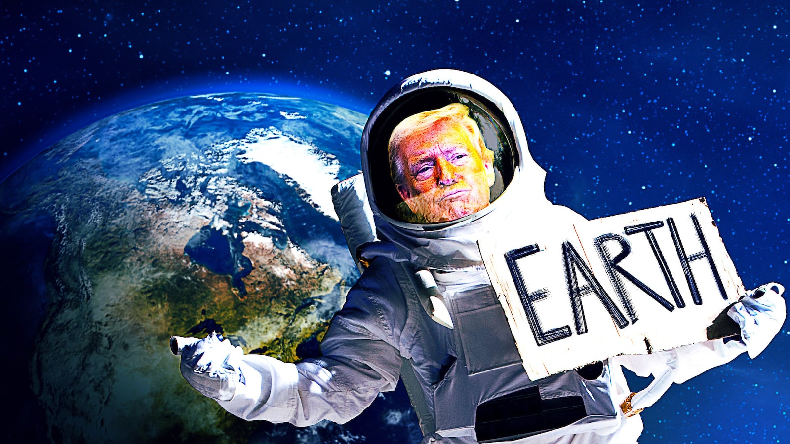 Trump as Earth's space emissary.