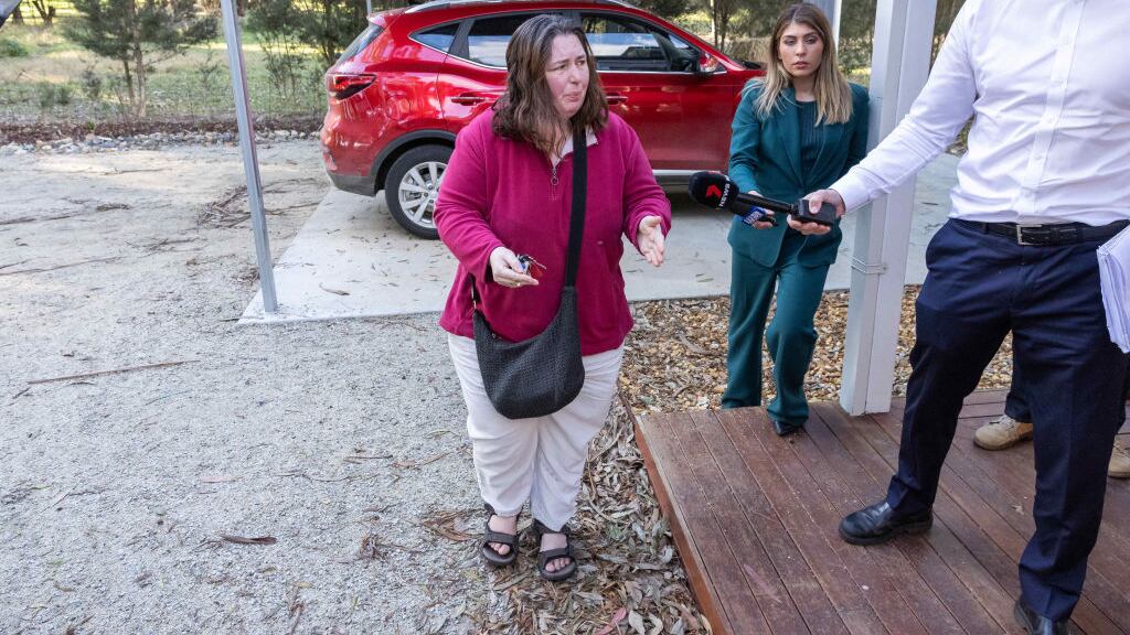 Erin Patterson arrives at her home in Leongatha, Victoria.
