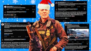 A photo illustration of Greg Bovino surrounded by his Christmas day X Tweets.