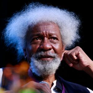QUERETARO, MEXICO - 2022/09/03: Wole Soyinka speaks during day 4 of the 'Hay Festival Queretaro' at Teatro de la Ciudad. The Hay Festival Querétaro is a cultural and ideas festival for all audiences that celebrates the arts and sciences through inclusive, accessible and playful events. (Photo by Cesar Gomez/SOPA Images/LightRocket via Getty Images)
