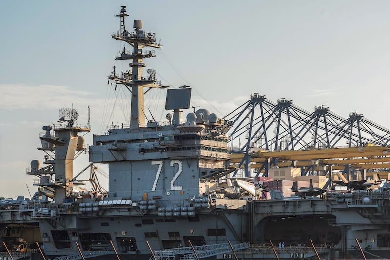 The U.S. Nimitz-class aircraft carrier USS Abraham Lincoln is docked at Laem Chabang Port for a rest stop following a long deployment in the Middle East, in Chonburi province, Thailand, September 3, 2026. REUTERS/Chalinee Thirasupa