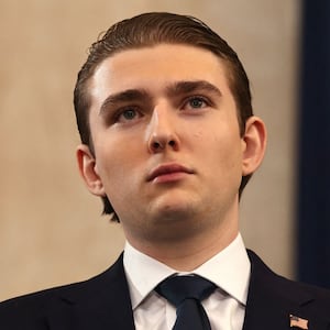 Barron Trump attends the inauguration of his father US President-elect Donald Trump in the Rotunda of the US Capitol on January 20, 2025 in Washington, DC. Trump takes office for his second non-consecutive term as the 47th president of the United States. (Photo by Chip Somodevilla / POOL / AFP) (Photo by CHIP SOMODEVILLA/POOL/AFP via Getty Images)