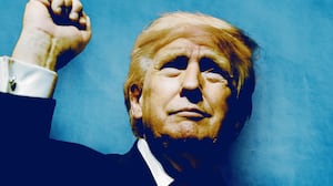 Donald Trump raising his fist.