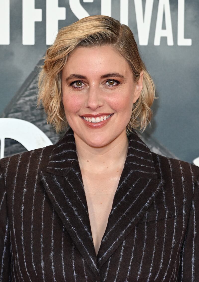 LONDON, ENGLAND - OCTOBER 08: Greta Gerwig attends the 'Wake Up Dead Man: A Knives Out Mystery' opening gala during the 69th BFI London Film Festival at The Royal Festival Hall on October 08, 2025 in London, England. (Photo by Kate Green/Getty Images for BFI)