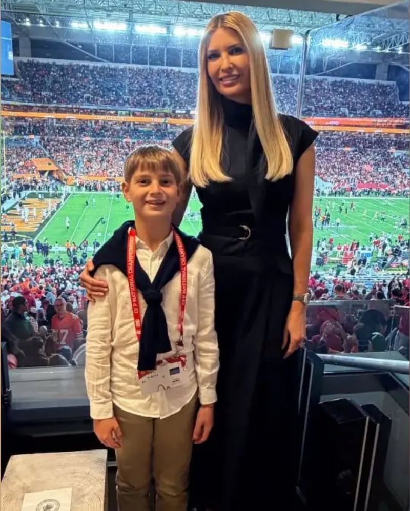 Ivanka and Theodore Trump at the 2026 college football championship.