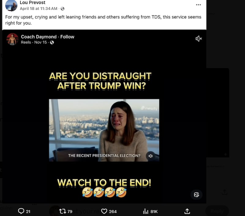 Prevost echoed the president's taunts against liberals in since-deleted posts.