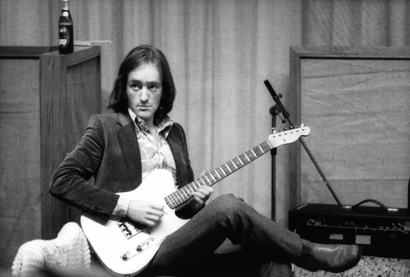 Dave Mason of Traffic playing guitar in the recording studio - at Command Studios in 1971.