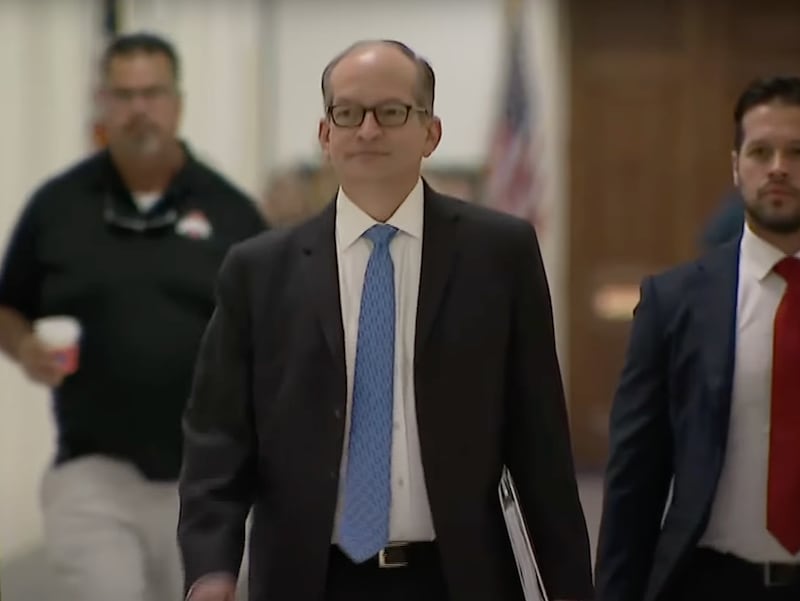 Former U.S. Attorney and Trump Labor Secretary Alex Acosta arriving to testify about the Epstein case before the House Oversight Committee behind closed doors on September 19, 2025.
