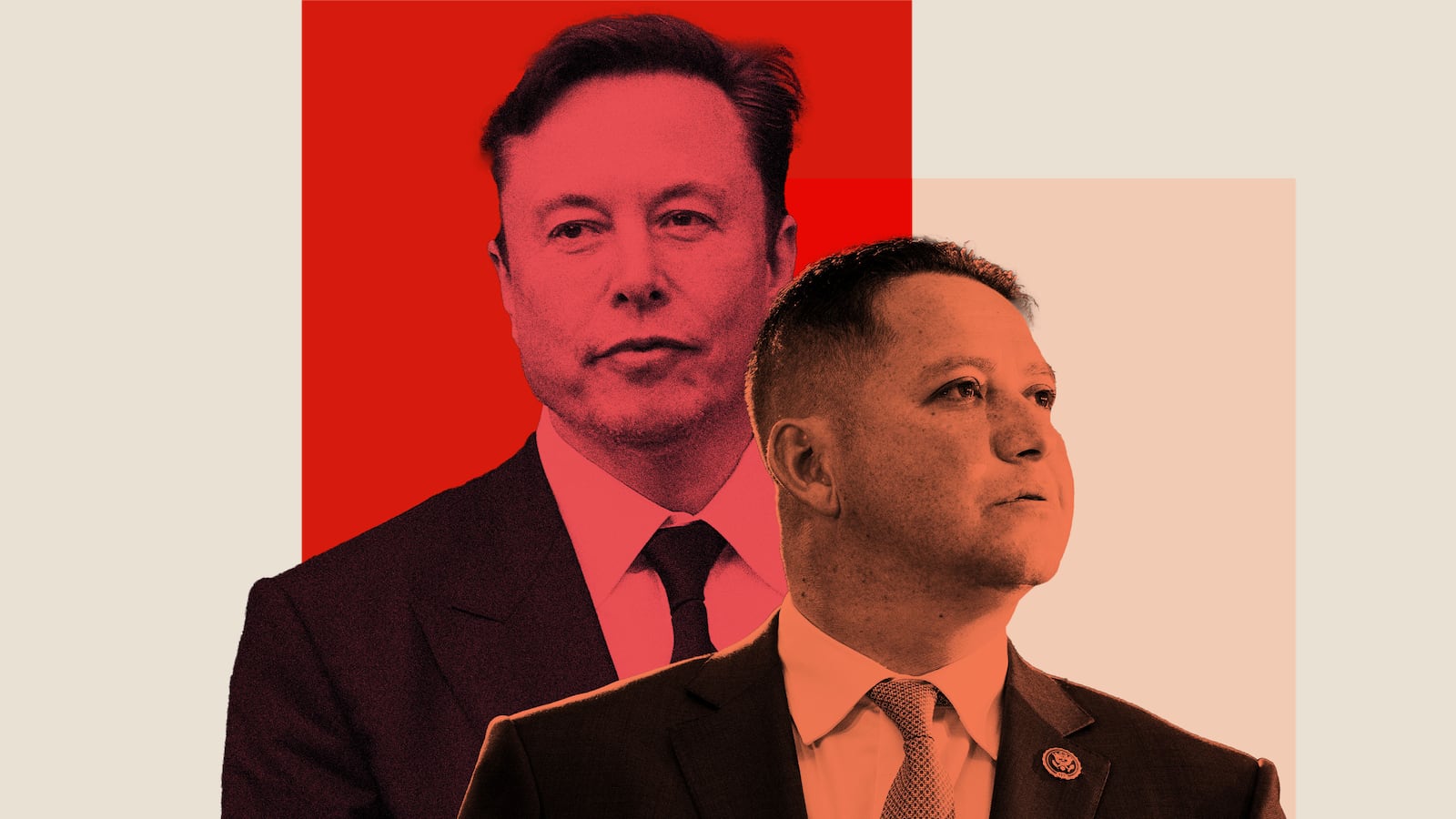 Photo illustration of Elon Musk and Rep. Tony Gonzalez (R-TX)