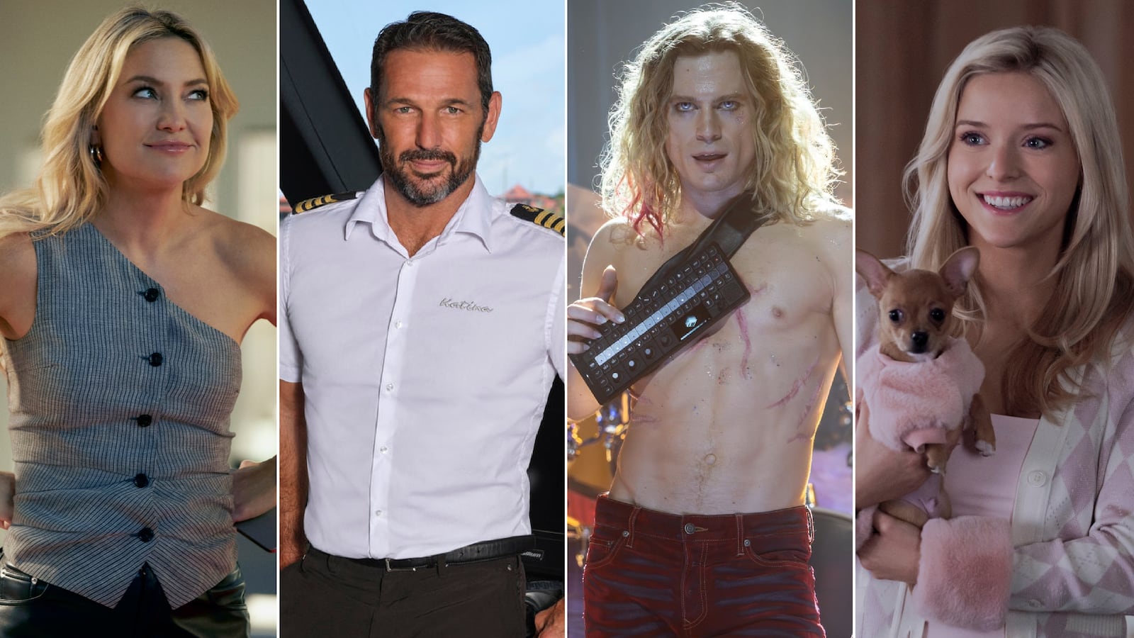 A collage of Kate Hudson, Jason Chambers, Sam Reid, and Lexi Minetree