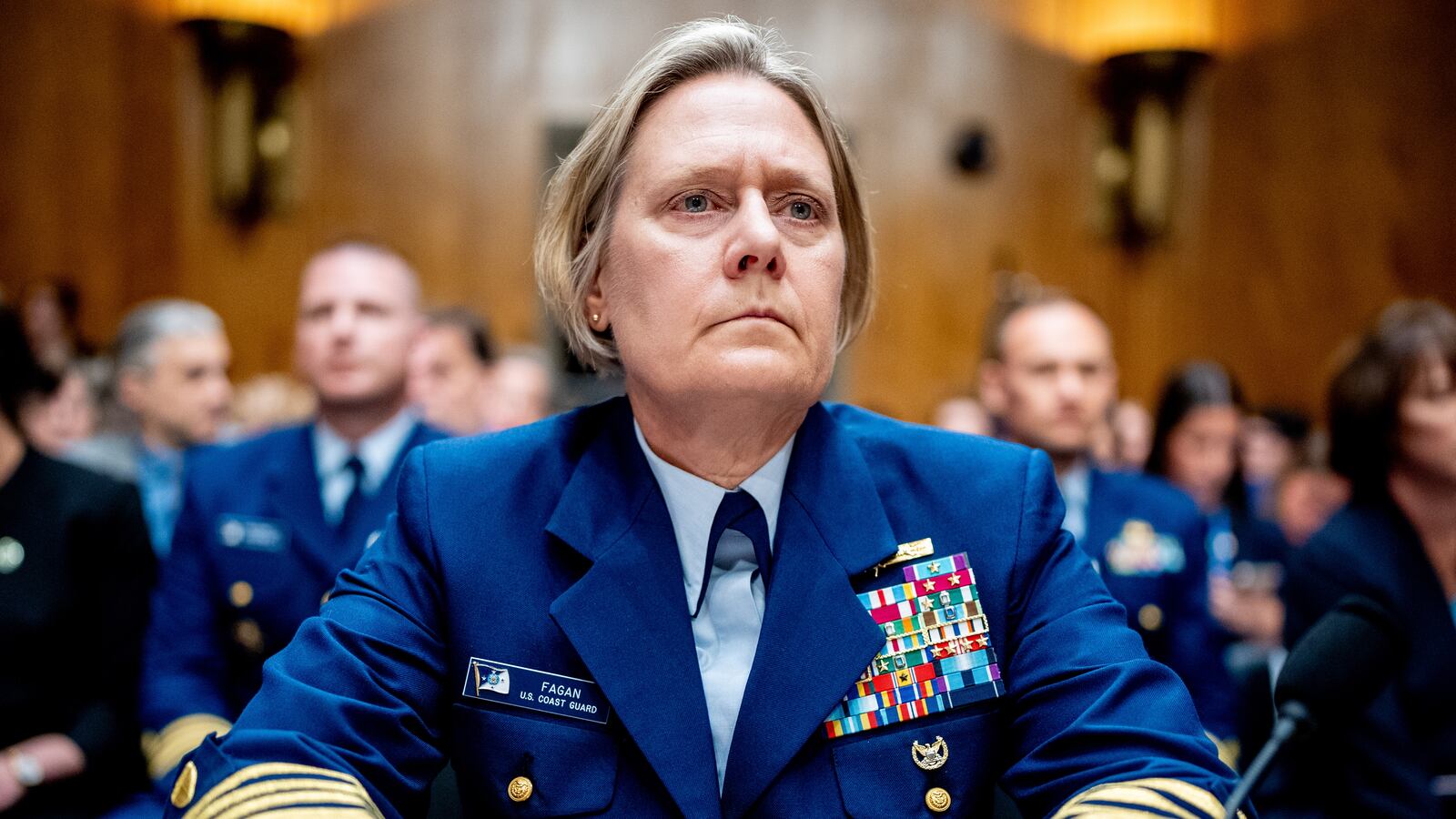 WASHINGTON, DC - JUNE 11: U.S. Coast Guard Commandant Adm. Linda Fagan arrives for a Senate Homeland Security and Governmental Affairs Subcommittee on Investigations hearing on Capitol Hill on June 11, 2024 in Washington, DC. Fagan is testifying after Shannon Norenberg, the Coast Guard Academy's sexual assault response coordinator, resigned Sunday and released a statement alleging she was used to lie and discourage victims of sexual assault from coming forward during a coverup of a report known as "Operation Fouled Anchor." (Photo by Andrew Harnik/Getty Images