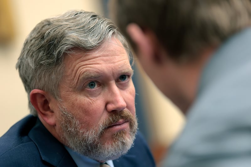 WASHINGTON, DC - JANUARY 14: U.S. Rep. Thomas Massie
(R-KY) looks on during a House Select Subcommittee on January 6th hearing in the Rayburn House Office Building on January 14, 2026 in Washington, DC. The committee held the hearing to further examine the FBI’s investigation into pipe bombs left outside the offices of the Democratic and Republican national committees in 2021. (Photo by Heather Diehl/Getty Images)