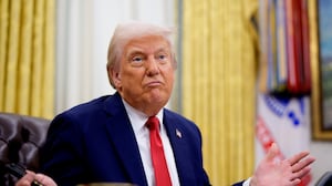 WASHINGTON, DC - MARCH 31: U.S. President Donald Trump gestures while speaking during an executive order signing event in the Oval Office of the White House on March 31, 2025 in Washington, DC. Trump has signed an executive order against ticket scalping and reforming the live entertainment ticket industry. (Photo by Andrew Harnik/Getty Images)