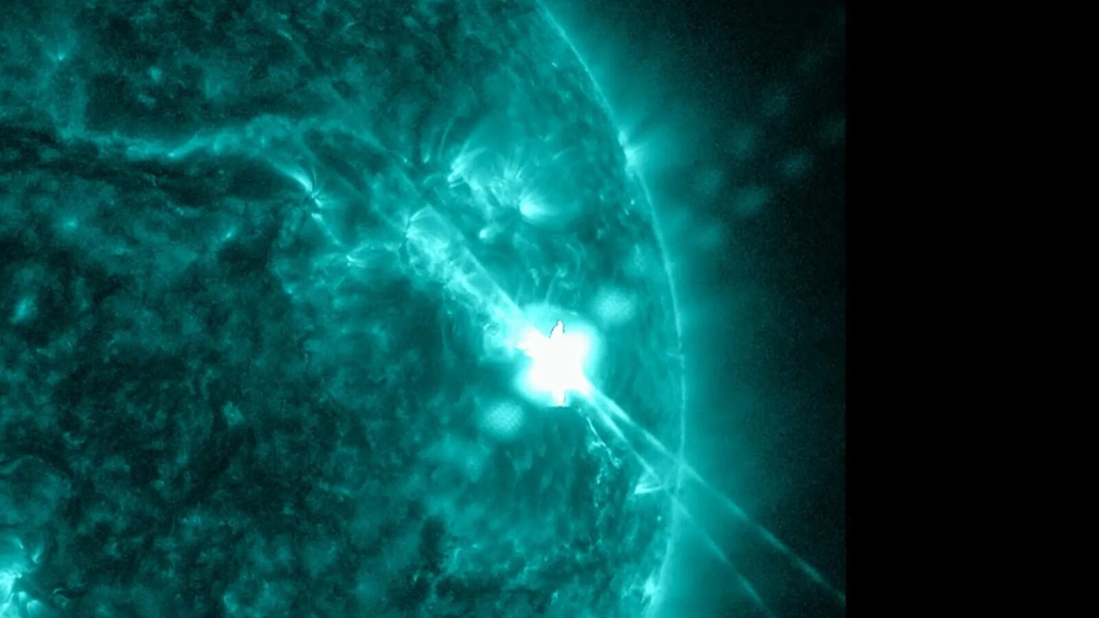 NASA's Solar Dynamics Observatory captured this image of a solar flare on Thursday.