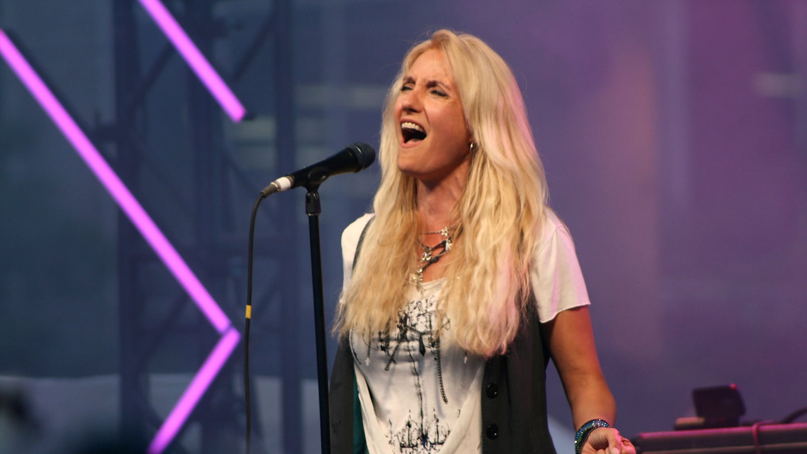 Singer Sass Jordan performs for the Luminato arts festival opening night concert at Yonge Dundas Square on June 11, 2010 in Toronto, Canada.