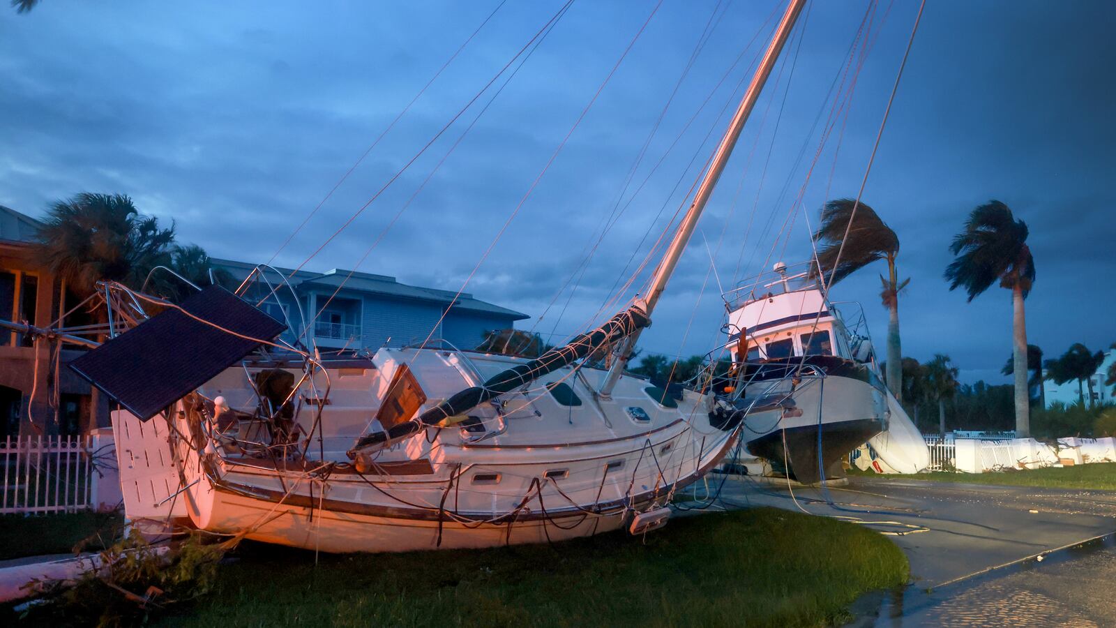 Boats pushed inland after hurricane