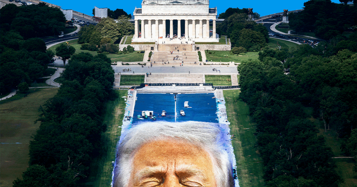 Trump-Anhänger rastet wegen der Lecks im Reflecting Pool aus