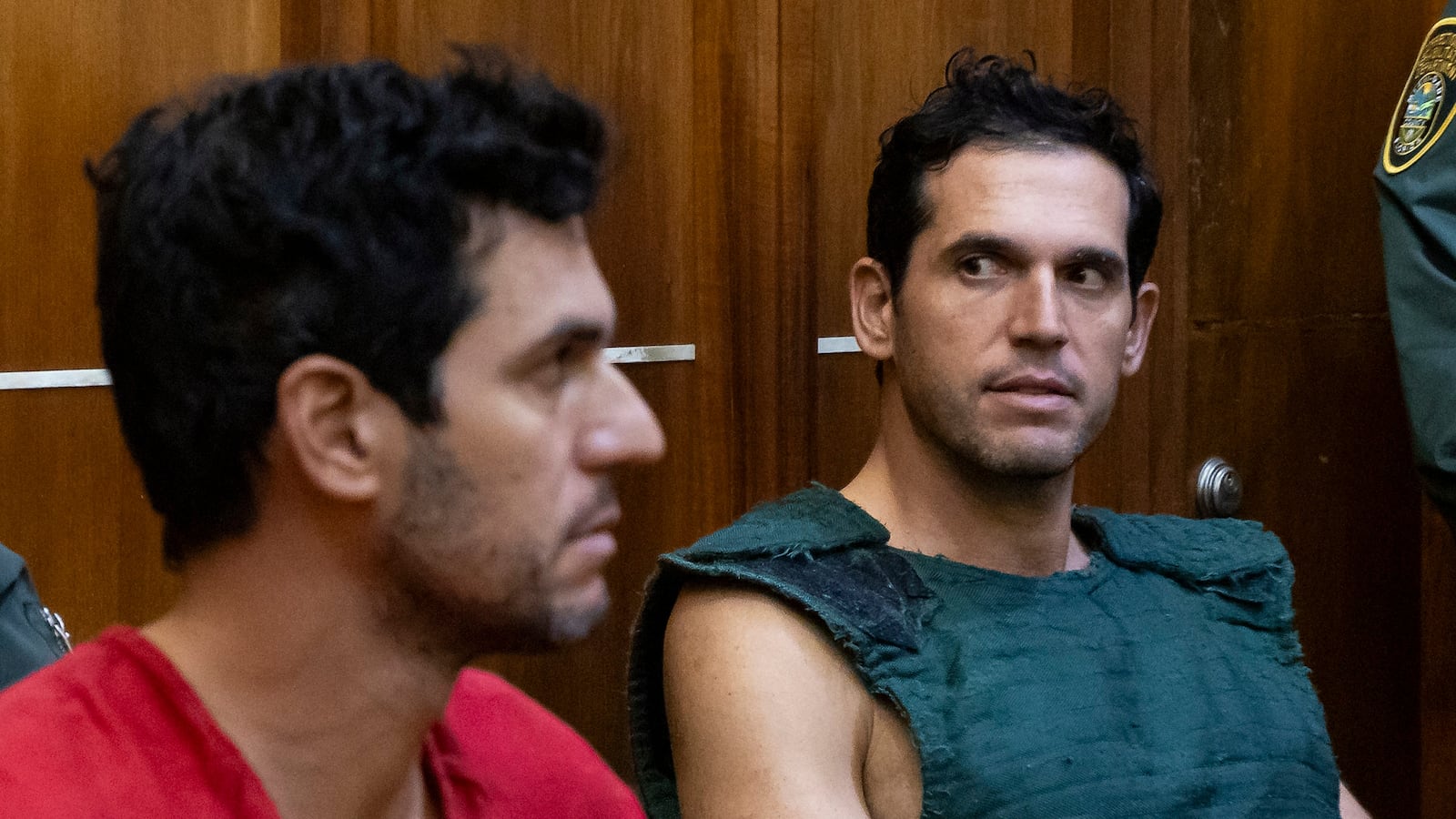 Alon Alexander, 37, right, and his twin brother, Oren, left, attend their bond hearing in Miami. Matias J. Ocner/Miami Herald/Tribune News Service via Getty Images