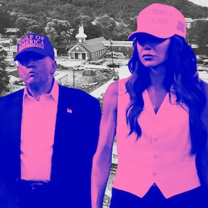 Kristi Noem, Donald Trump photo illustration, illo