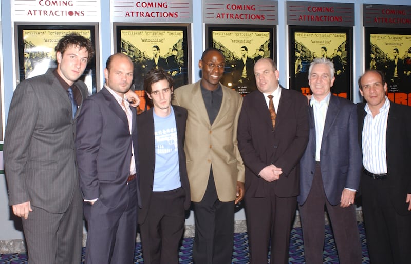 Chris Bauer, James Ransone, Lance Reddick, David Simon and Robert Colesberry in 2003.