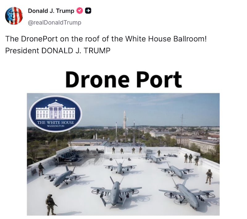 Trump shares an image of his DronePort.