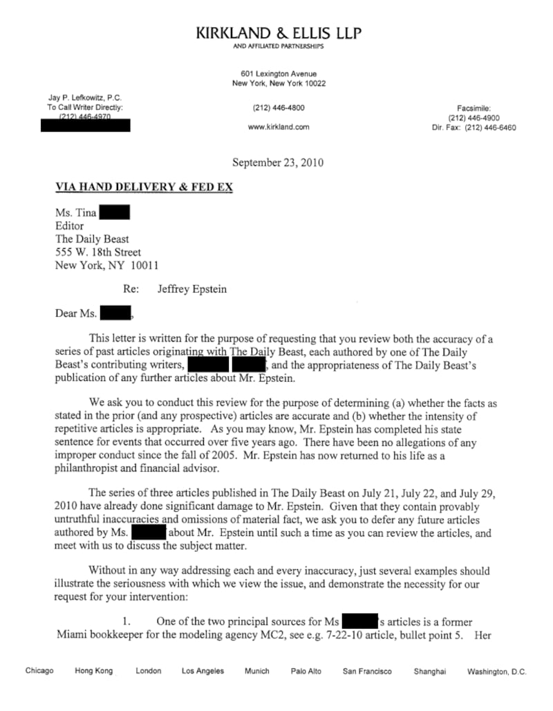 Kirkland & Ellis inquiry letter