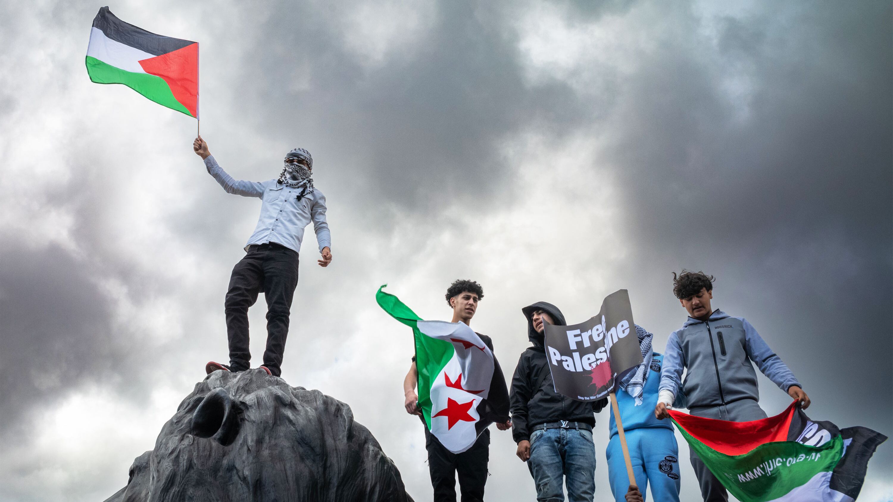 A photo including Pro-Palestinian protesters