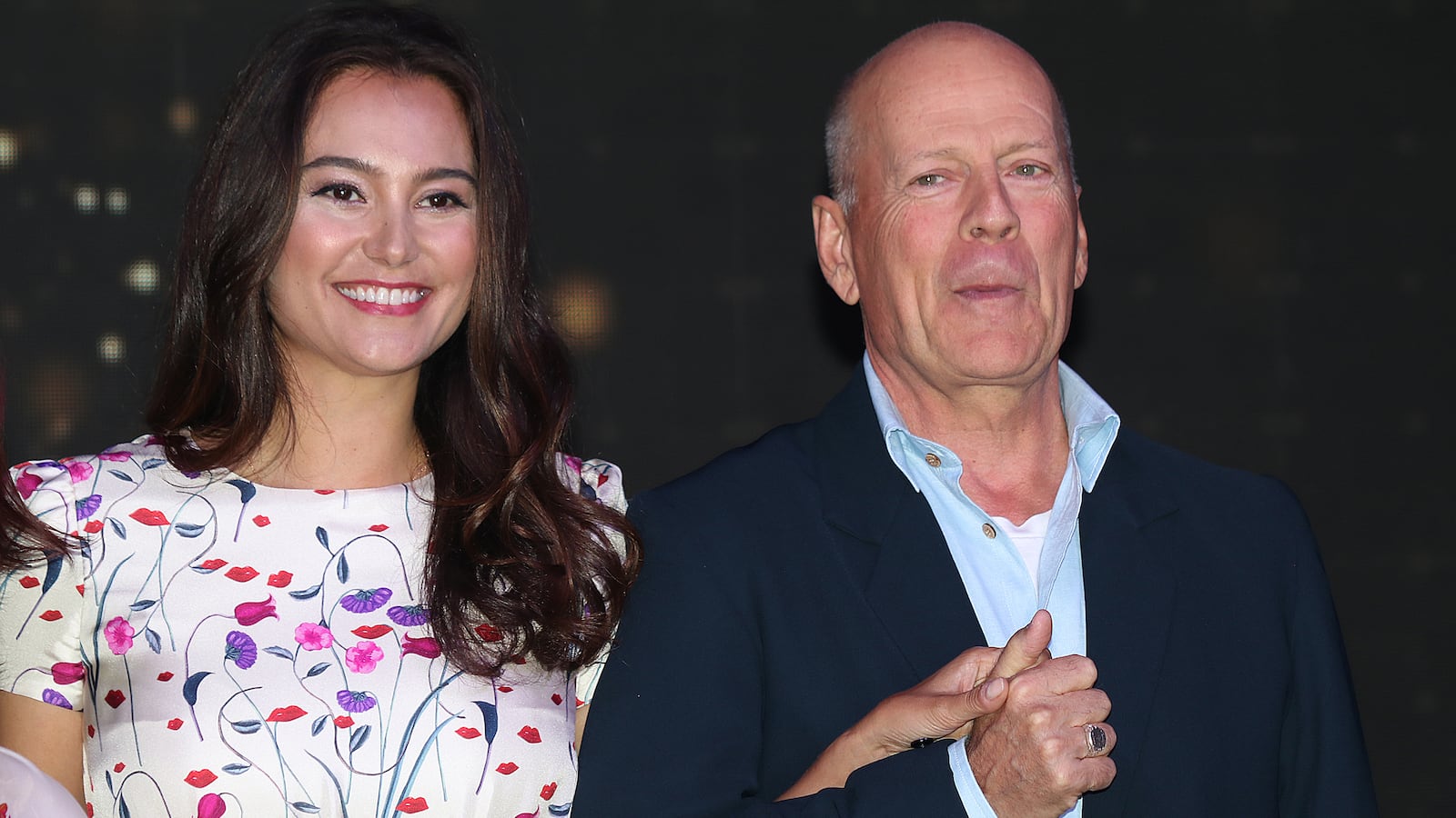 American actor Bruce Willis and his wife American model Emma Heming