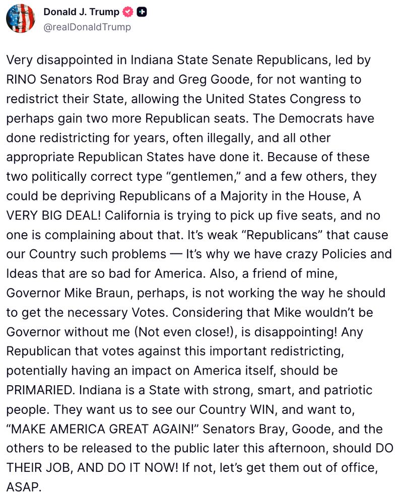 Trump's Truth Social Post