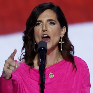 MILWAUKEE, WISCONSIN - JULY 17: U.S. Rep. Nancy Mace (R-SC) speaks on stage   on the third day of the Republican National Convention at the Fiserv Forum on July 17, 2024 in Milwaukee, Wisconsin. Delegates, politicians, and the Republican faithful are in Milwaukee for the annual convention, concluding with former President Donald Trump accepting his party's presidential nomination. The RNC takes place from July 15-18.  (Photo by Chip Somodevilla/Getty Images)