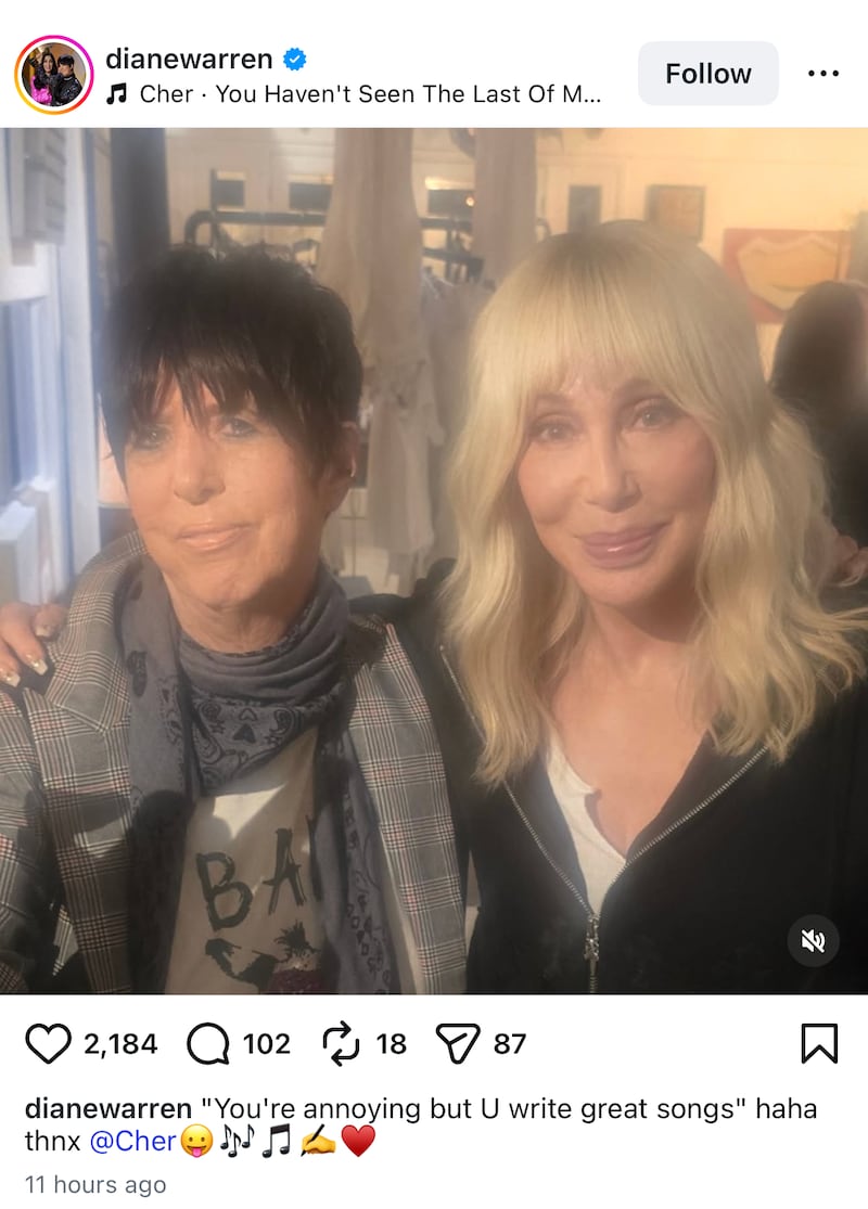 Diane Warren and Cher