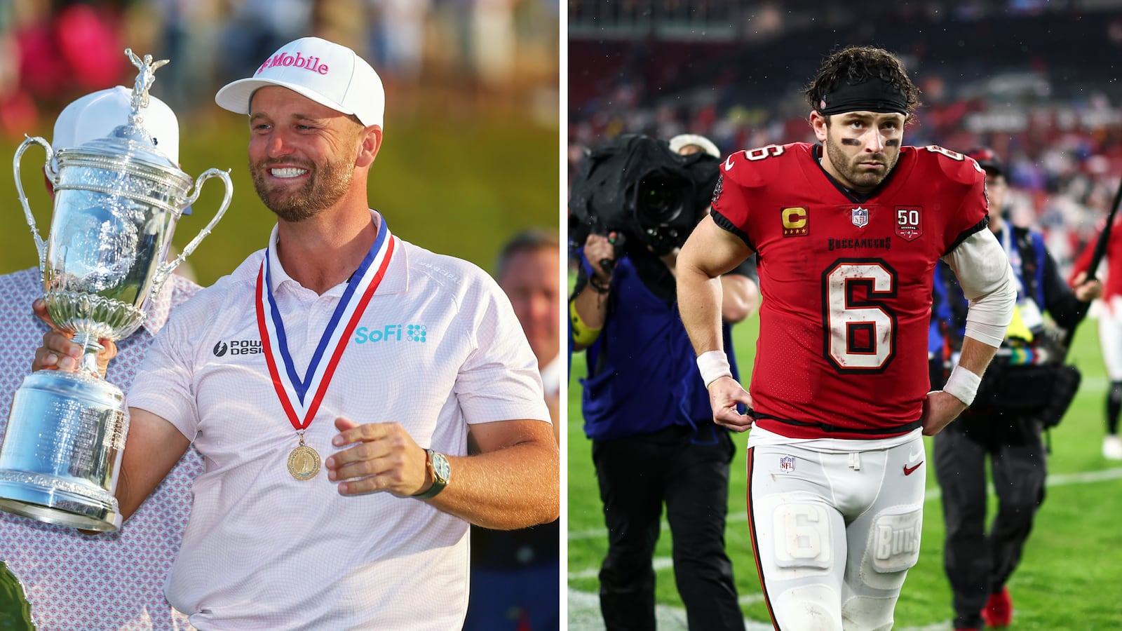 Wyndham Clark and Baker Mayfield side-by-side photos.