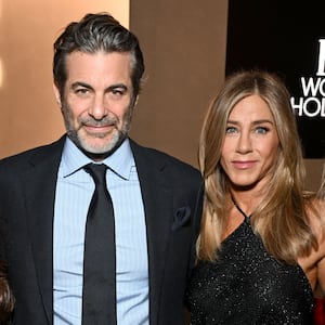 Jim Curtis and Jennifer Aniston attend ELLE's 2025 Women in Hollywood Celebration on November 17, 2025 in Los Angeles, California.