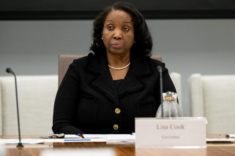 Lisa Cook, member of the Board of Governors of the US Federal Reserve, attends a Federal Reserve Board open meeting in Washington, DC, on June 25, 2025.