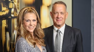 Los Angeles, CA - November 17: Tom Hanks and his wife actress Rita Wilson arrives on the red carpet at the 15th annual Governor's Awards which will be eld in the Ray Dolby Ballroom in Los Angeles on Sunday, Nov. 17, 2024 in Los Angeles, CA. (Jason Armond / Los Angeles Times via Getty Images)