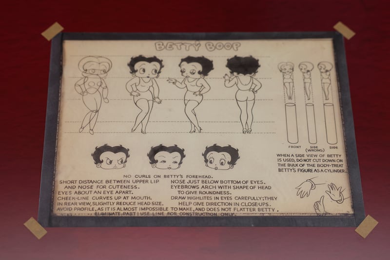 Betty Boop is displayed at the "A Kind Of Language: Storyboards And Other Renderings For Cinema" Exhibition at Prada Rong Zhai on November 03, 2025 in Shanghai, China.