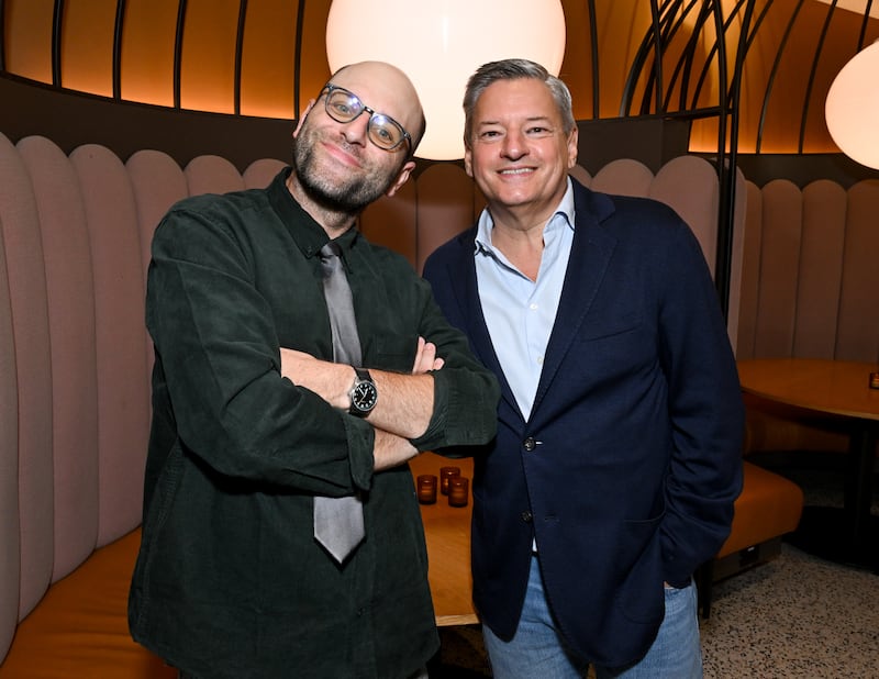 Raphael Bob-Waksberg, Ted Sarandos at the Netflix "Long Story Short" Special Screening held at Tudum Theater on August 18, 2025 in Los Angeles, California.