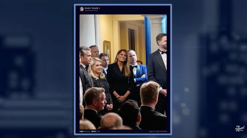 A picture of Melania smiling, posted by Donald Trump on Truth Social.