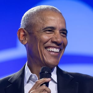 Former President Barack Obama moderates a conversation with Manu Meel, Co-Founder and CEO of BridgeUSA, Ainka Jackson, Founding executive director of the Selma Center for Nonviolence, Truth, and Reconciliation and Nika Kovač, Director of Slovenia-based Institute 8th of March during the Obama Foundation's 2024 Democracy Forum on December 05, 2024 in Chicago, Illinois. The 2024 Democracy Forum focused on "pluralism" and exploring how diverse communities can work together. (Photo by Scott Olson/Getty Images)