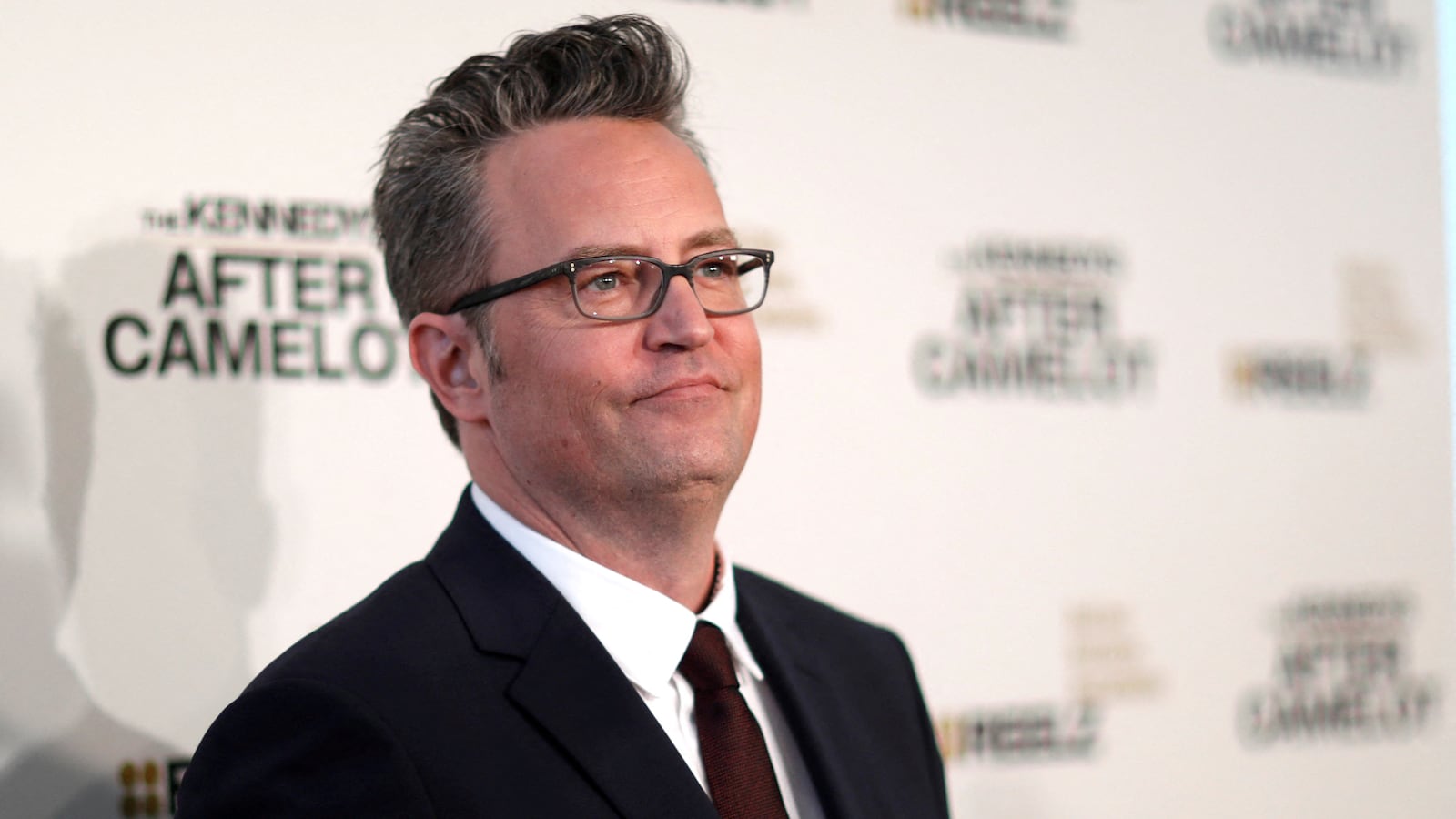Matthew Perry poses at the premiere of the television series \"The Kennedys After Camelot\"