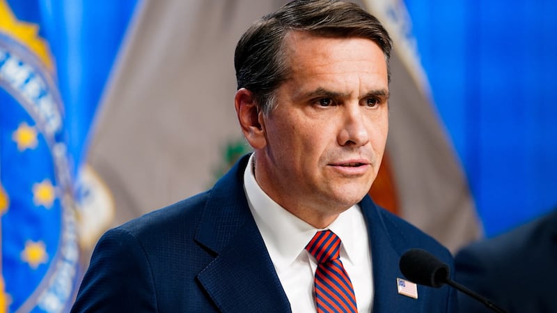 Acting U.S. Attorney General Todd Blanche announces a second indictment of former FBI Director James Comey during a press conference at the Justice Department in Washington, D.C., U.S., April 28, 2026.