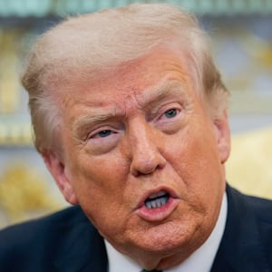 U.S. President Donald Trump speaks as he meets with Irish Taoiseach Micheal Martin at the White House. REUTERS/Evan Vucci.
