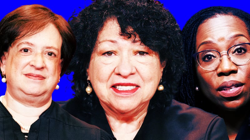 A photo illustration of Sonia Sotomayor, Ketanji Brown Jackson, and Elena Kagan.